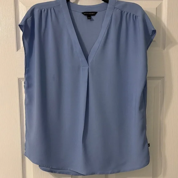 Banana Republic Light Blue V-Neck Blouse - Picture 1 of 7
